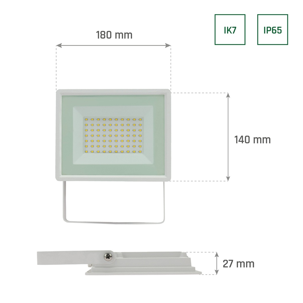 NOCTIS LUX 3 FLOODLIGHT 50W NW 230V IP65 180X140X27MM WHITE
