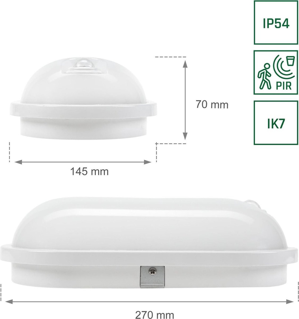 TECHNIC LAMP LED 20W IP54 230V OVAL NW PIR
