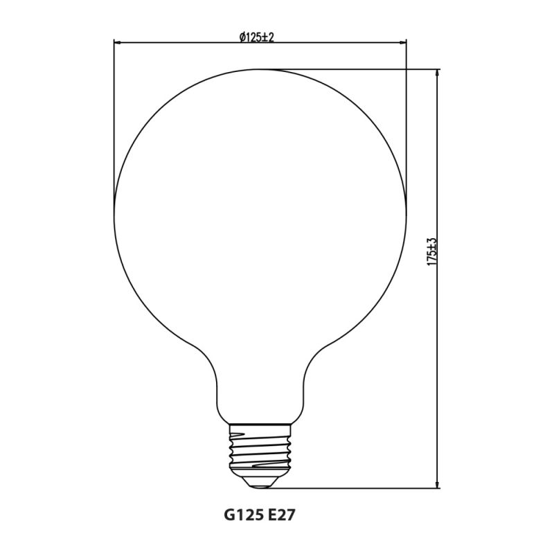 Specificaties Noxion Pro Classic LED E27 Globe Filament Amber 125mm 8W 710lm - 822 Zeer Warm Wit | Dimbaar - Vervangt 60W