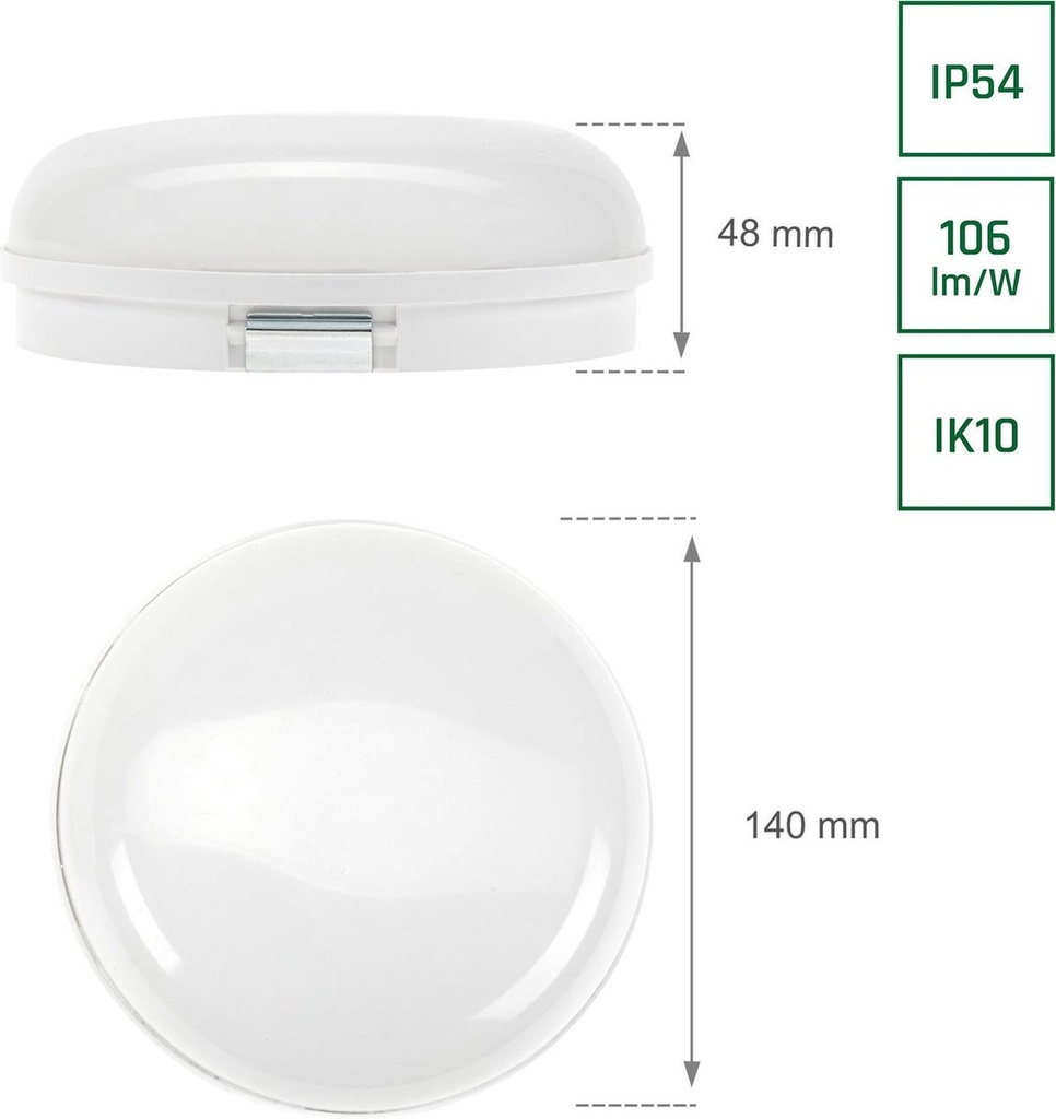 TECHNIC LAMP LED 8W IP54 230V ROUND NW