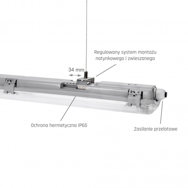LIMEA LED TUBE TRI PROOF FIXTURE 2X60CM IP65