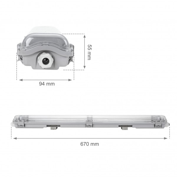 LIMEA LED TUBE TRI PROOF FIXTURE 2X60CM IP65